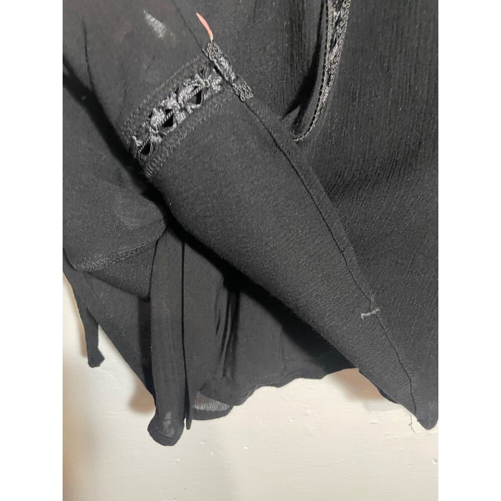Black Mini Dress High Neck Long Sleeve Lace Detail LBD Lost + Wander Small - Picture 5 of 14